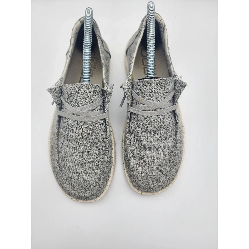 Hey Dude Shoes Womens Sz 9 Grey Wendy L Linen Iron‎ Slip On Comfort